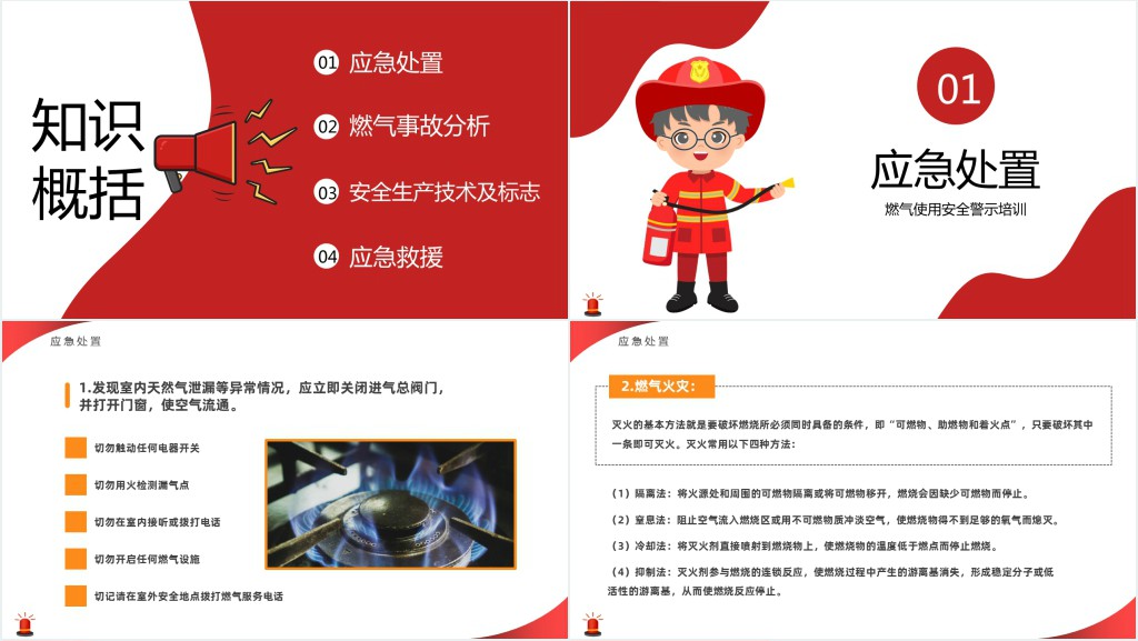 简约风燃气使用安全警示培训专题PPT模板