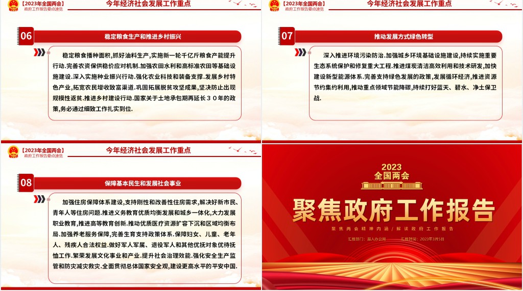 聚焦政府工作报告要点PPT党课 聚焦政府工作报告要点PPT党课