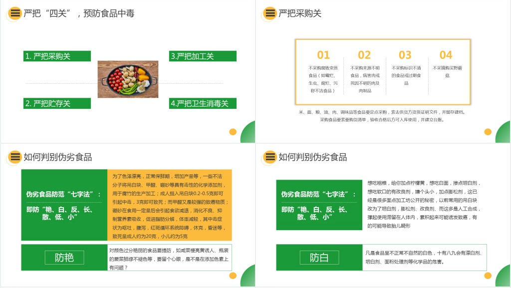  简洁关注食品安全共享健康生活PPT模板