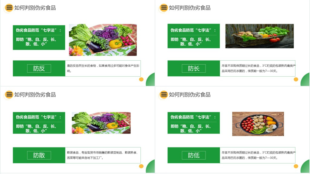  简洁关注食品安全共享健康生活PPT模板