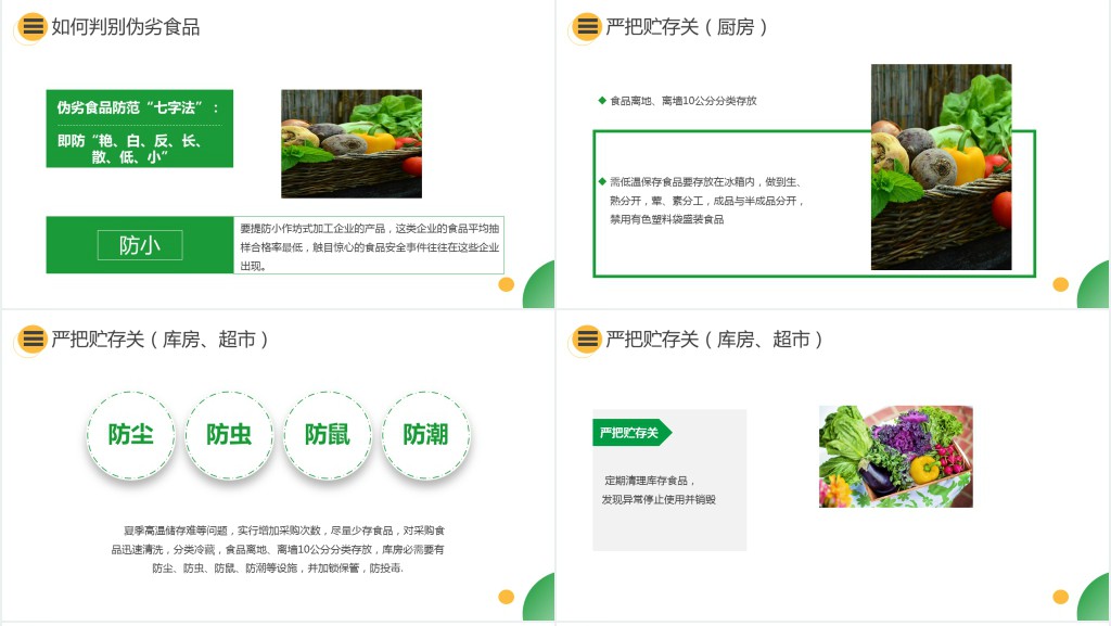  简洁关注食品安全共享健康生活PPT模板