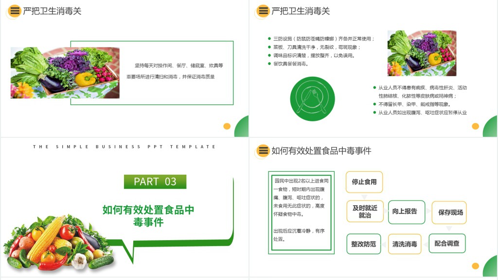  简洁关注食品安全共享健康生活PPT模板