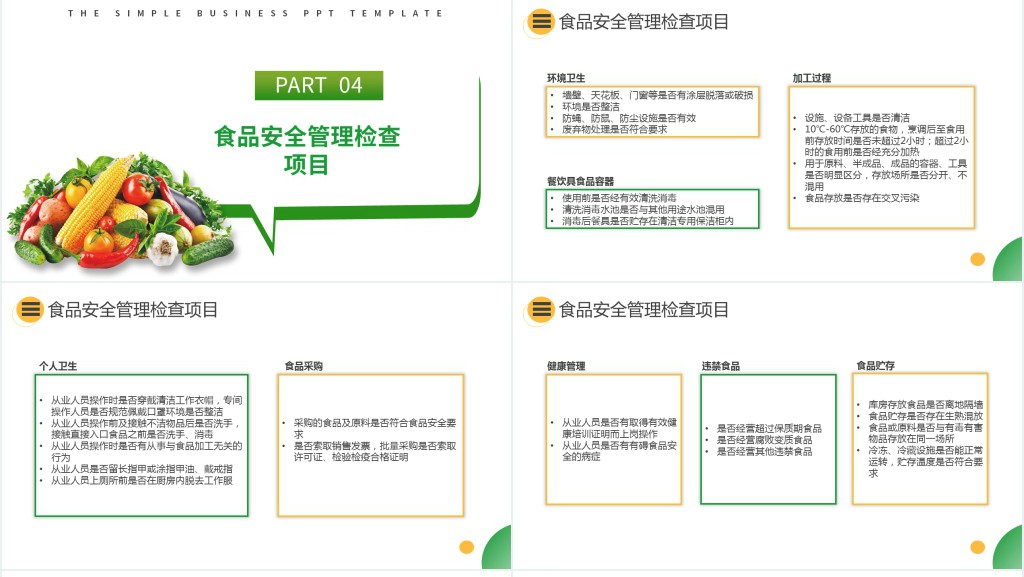  简洁关注食品安全共享健康生活PPT模板