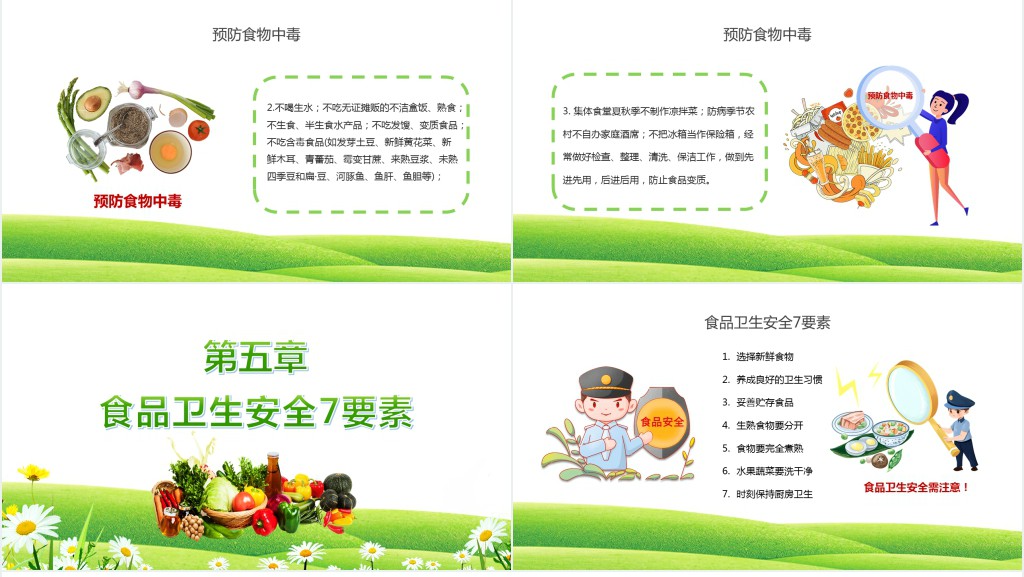 绿色全国《食品卫生法》宣传周教育宣传汇报PPT模板
