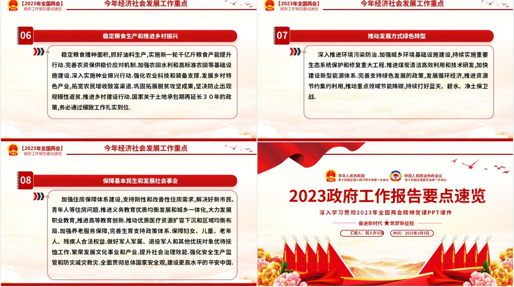 政府工作报告要点速览PPT党课 政府工作报告要点速览PPT党课
