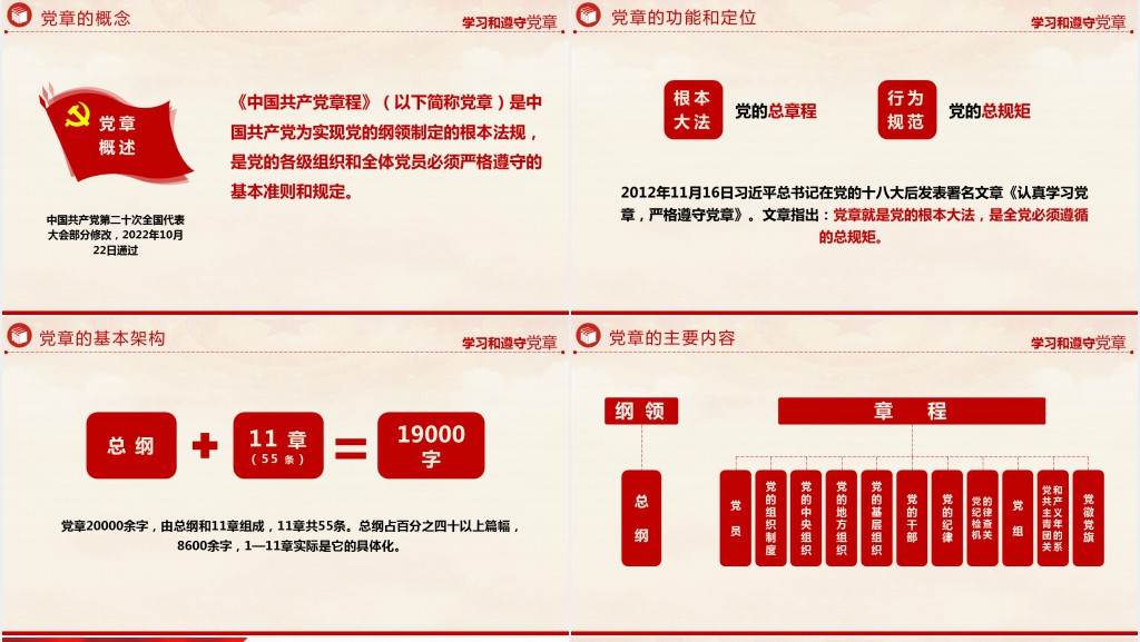 中国共产党章程党员学习PPT党课 中国共产党章程党员学习PPT党课