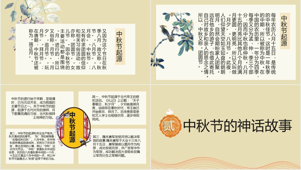 中国传统节日中秋八月十五起源PPT模板 中国传统节日中秋八月十五起源PPT模板