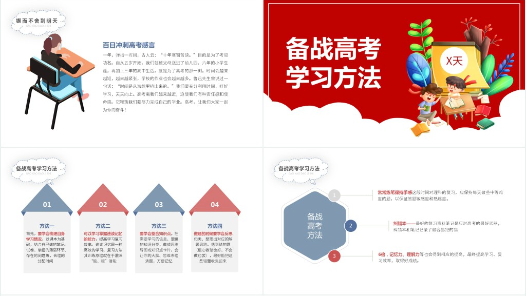 卡通风高考冲刺主题班会PPT课件