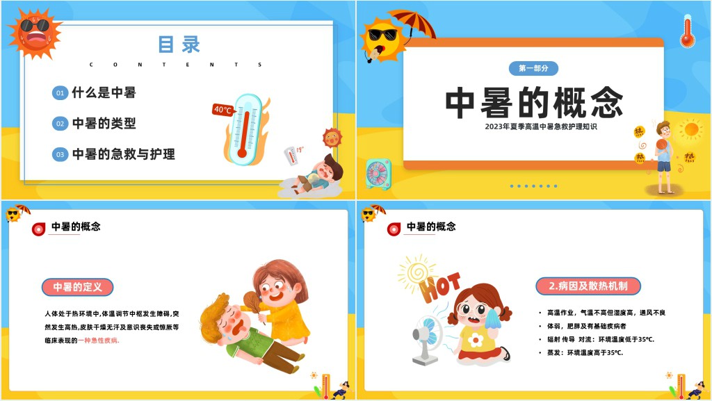 中暑病人的抢救护理PPT模板 中暑病人的抢救护理PPT模板