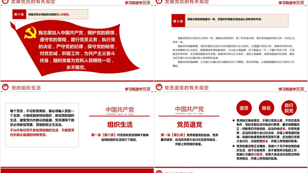 党章发展历程及新党章全文党员学习PPT党课 党章发展历程及新党章全文党员学习PPT党课