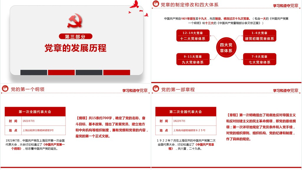 中国共产党章程全文解读PPT党课 中国共产党章程全文解读PPT党课