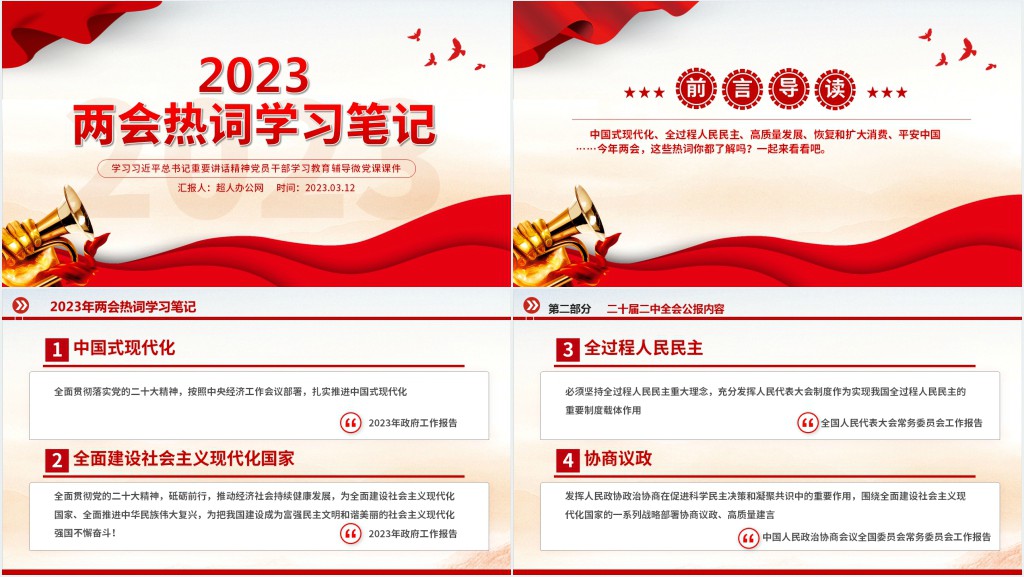 2023全国两会热词学习笔记PPT党课 2023全国两会热词学习笔记PPT党课