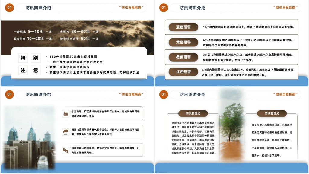 简约风安全防汛知识PPT模板