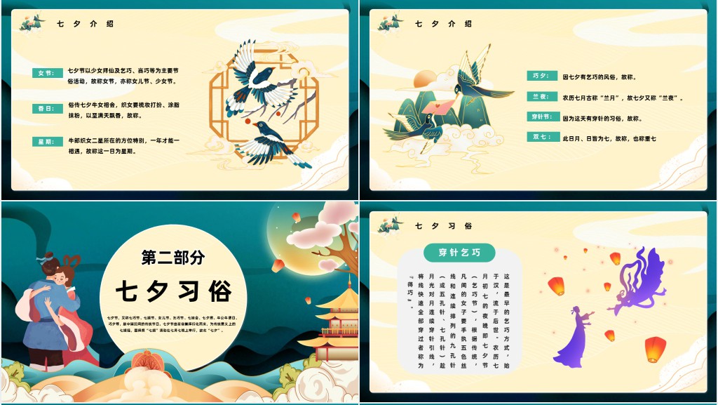 中国七夕节介绍PPT模板 中国七夕节介绍PPT模板