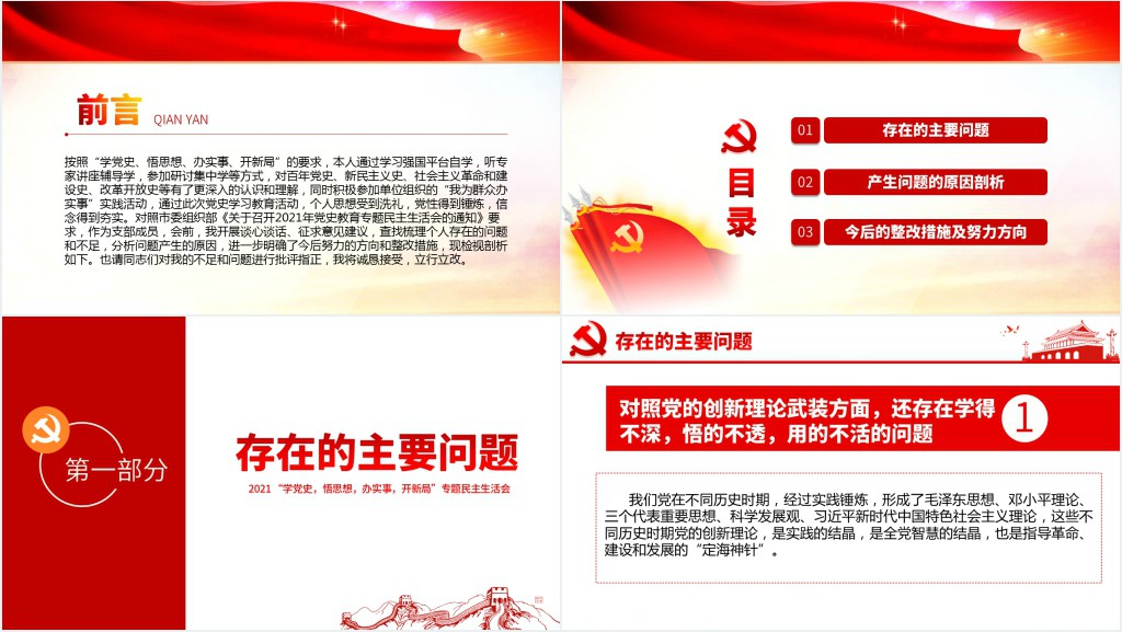 专题组织生活会“四个方面”检视剖析PPT党课 专题组织生活会“四个方面”检视剖析PPT党课