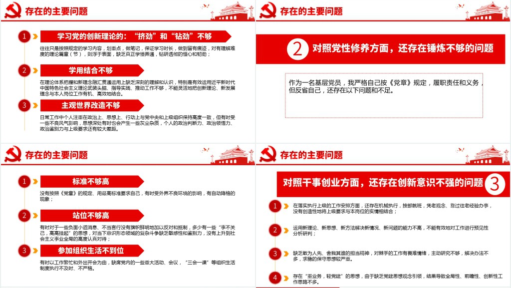 专题组织生活会“四个方面”检视剖析PPT党课 专题组织生活会“四个方面”检视剖析PPT党课