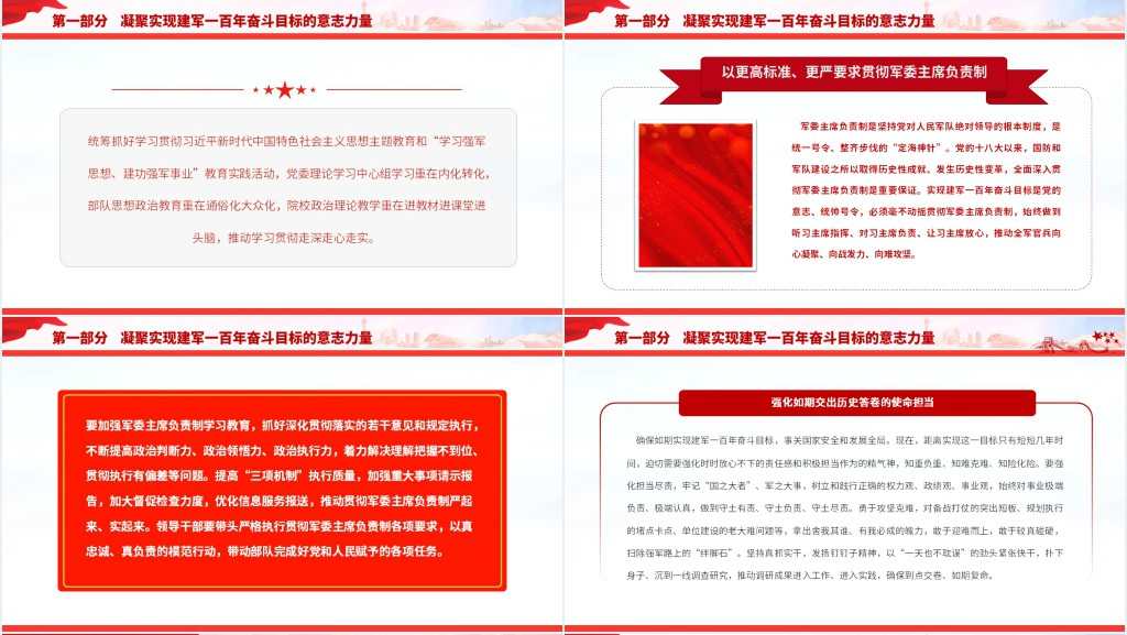 深入学习贯彻习近平强军思想全力以赴推进实现建军一百年奋斗目标PPT党课 深入学习贯彻习近平强军思想全力以赴推进实现建军一百年奋斗目标PPT党课