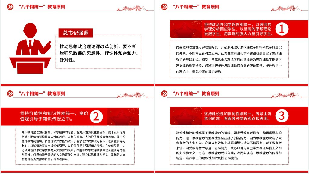 思政教师的六要及八个相统一教育原则PPT党课 思政教师的六要及八个相统一教育原则PPT党课