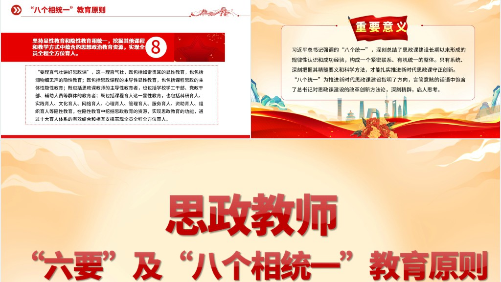 思政教师的六要及八个相统一教育原则PPT党课 思政教师的六要及八个相统一教育原则PPT党课