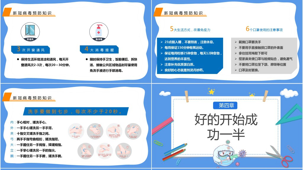 蓝色卡通风疫情开学第一课主题班会PPT课件 蓝色卡通风疫情开学第一课主题班会PPT课件