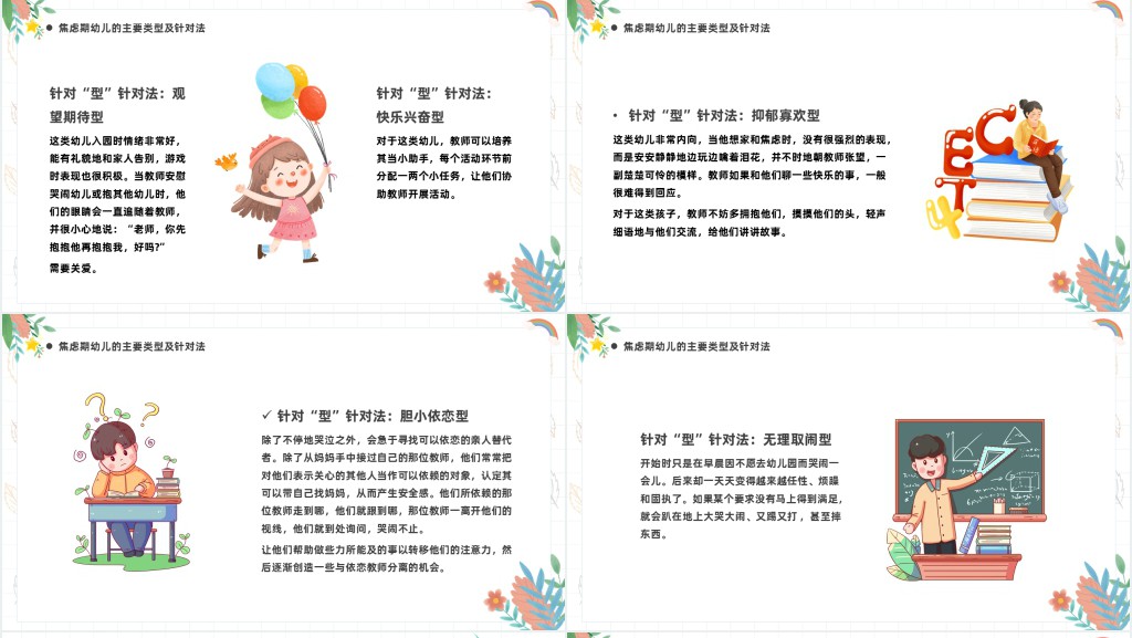 如何应对幼儿入园焦虑PPT卡通风幼儿园新学期开学教师培训系列课程课件模板
