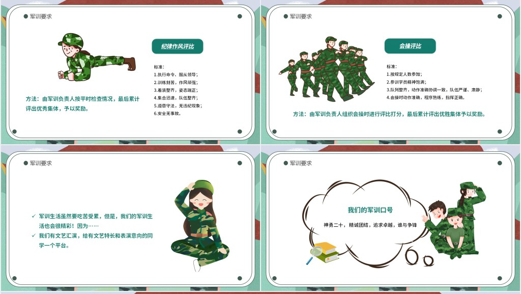 我校中学新生军训开训仪式PPT模板 我校中学新生军训开训仪式PPT模板