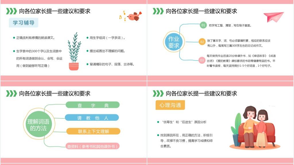 卡通风春季开学小学家长会课件 卡通风春季开学小学家长会课件