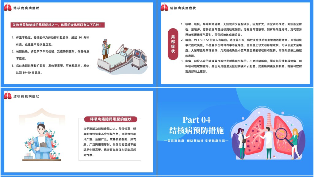 肺结核病防治医疗知识宣传PPT卡通风肺结核肺病医疗知识讲座课件模板