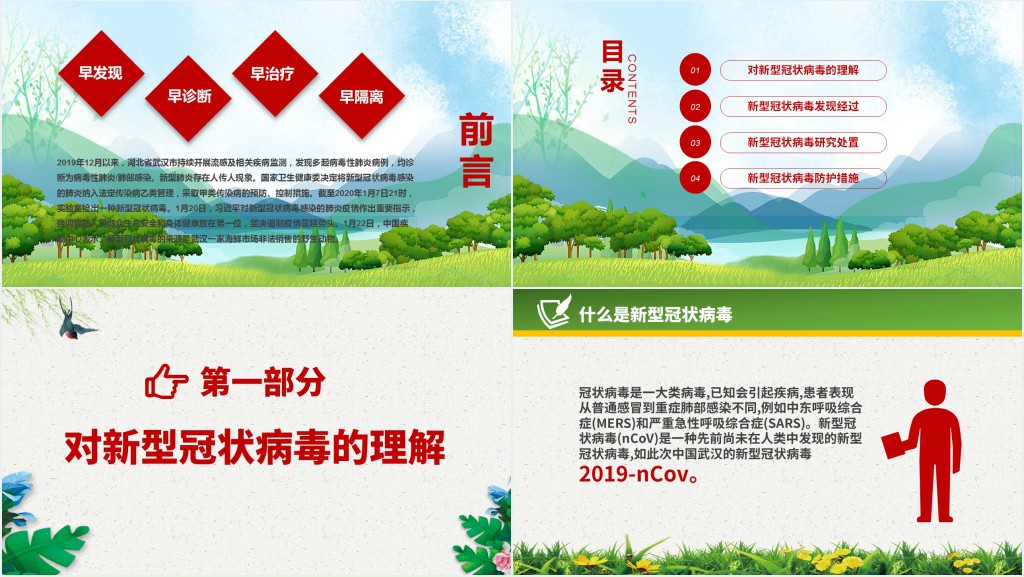 新型冠状病毒肺炎预防知识PPT模板