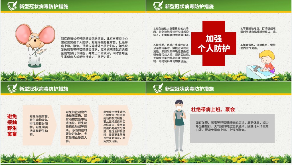 新型冠状病毒肺炎预防知识PPT模板