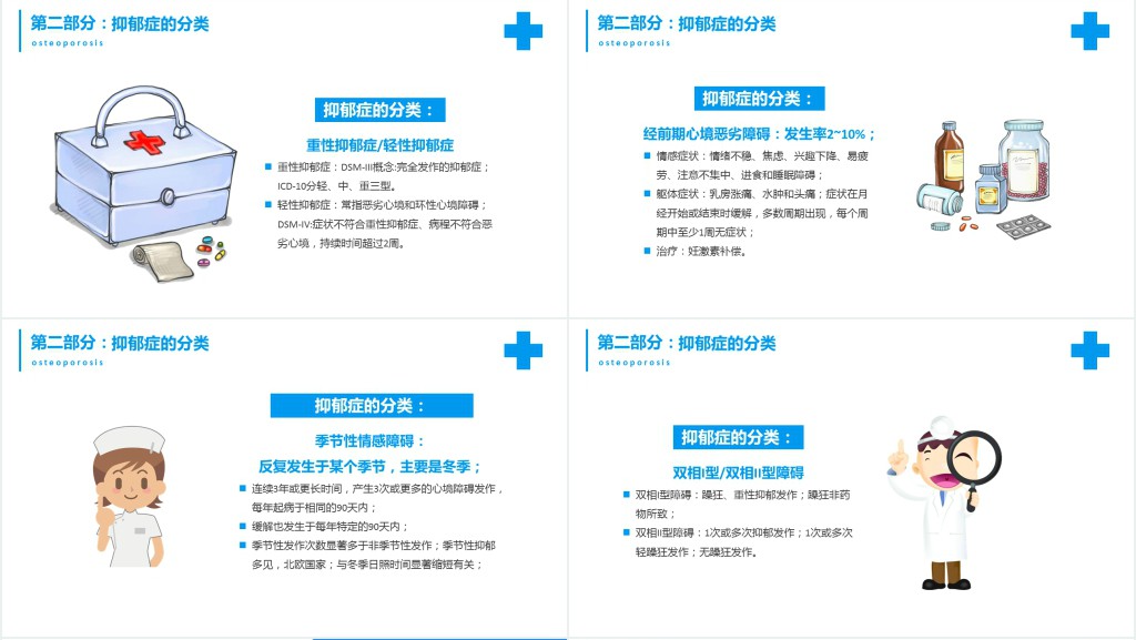 抑郁症PPT创意简约医疗风关爱生命健康医学PPT模板