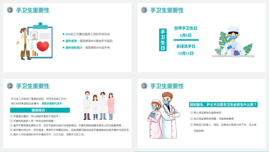 手卫生知识培训PPT清新简约风医疗知识培训PPT模板