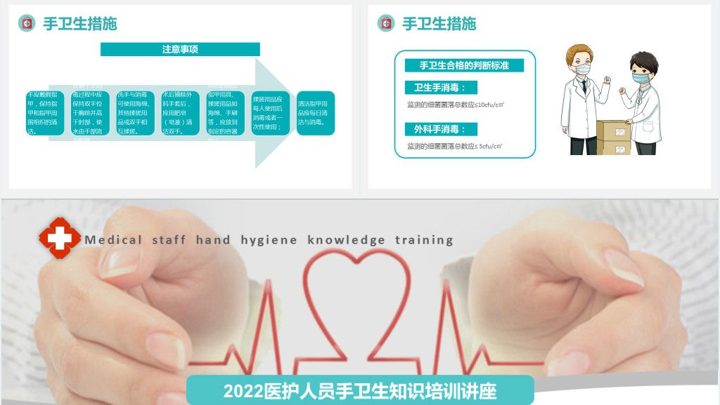 手卫生知识培训PPT清新简约风医疗知识培训PPT模板