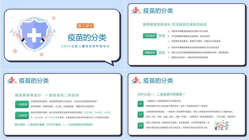 儿童预防接种知识PPT插画风年全国儿童预防接种宣传日课件模板