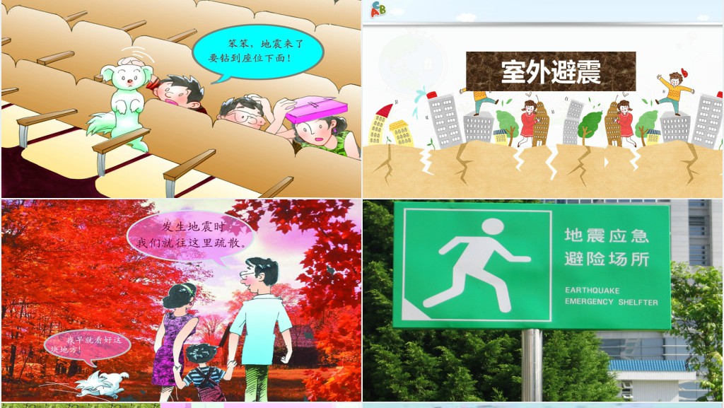 多彩卡通防震救灾应急知识宣传活动PPT模板