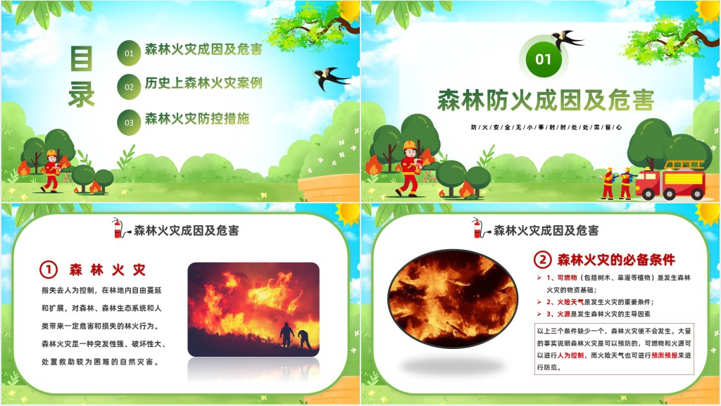 森林火灾重防范严控火源是关键PPT模板 森林火灾重防范严控火源是关键PPT模板