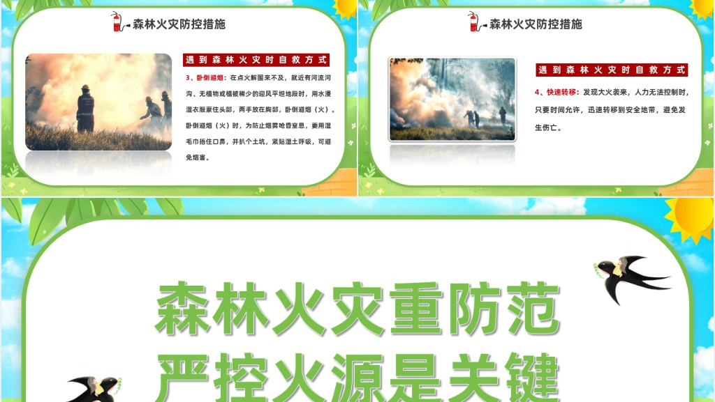 森林火灾重防范严控火源是关键PPT模板 森林火灾重防范严控火源是关键PPT模板