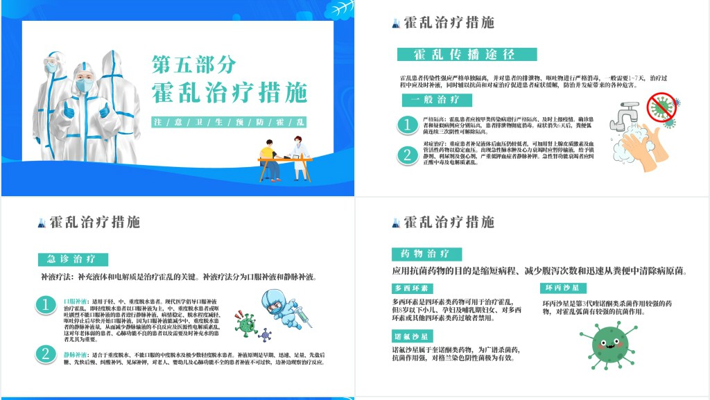 如何预防霍乱PPT清新卡通风如何预防霍乱疾病传染病知识科普讲座课件模板