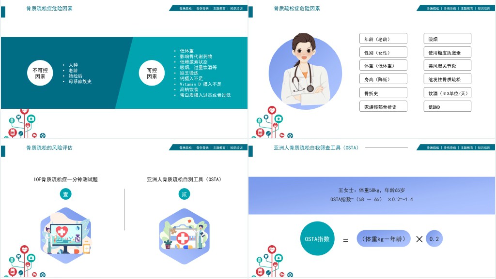 骨质疏松知识培训医疗健康教育宣传PPT大气清新医疗健康培训PPT模板