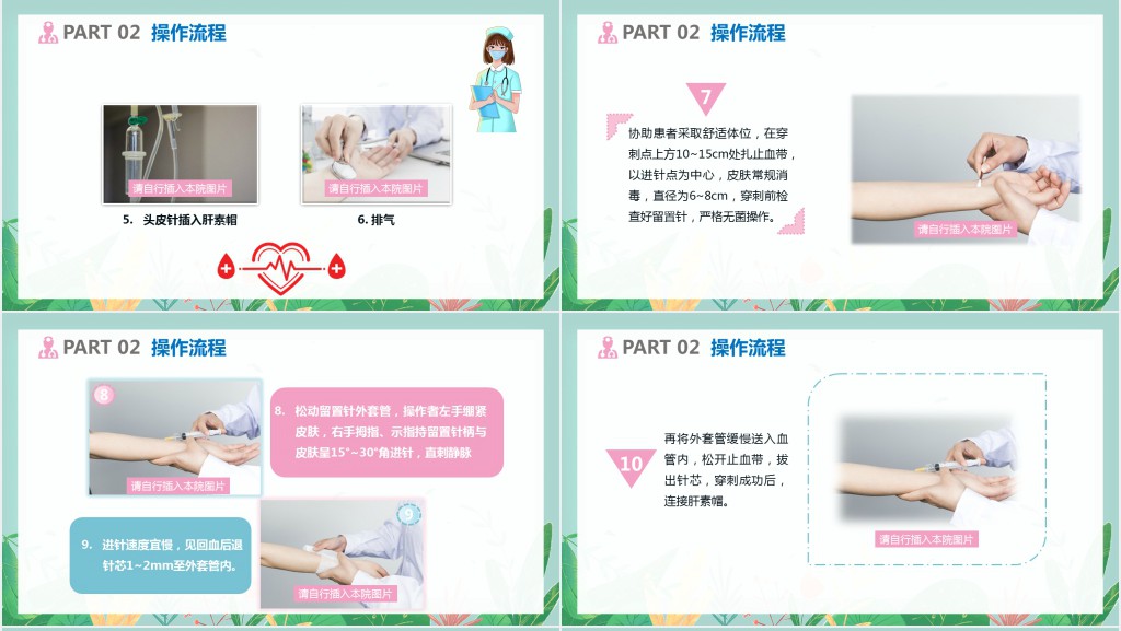 浅静脉留置针的应用与维护汇报PPT清新医疗风医学汇报通用PPT