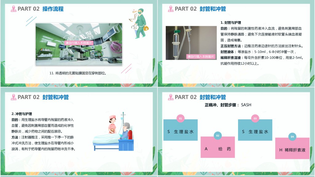 浅静脉留置针的应用与维护汇报PPT清新医疗风医学汇报通用PPT