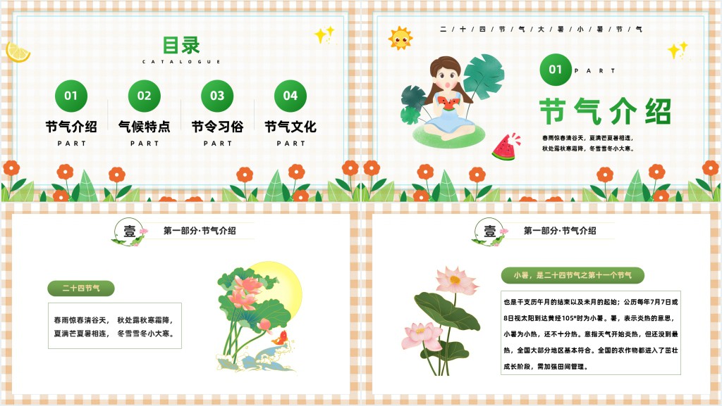 二十四节气小暑大暑介绍PPT模板 二十四节气小暑大暑介绍PPT模板