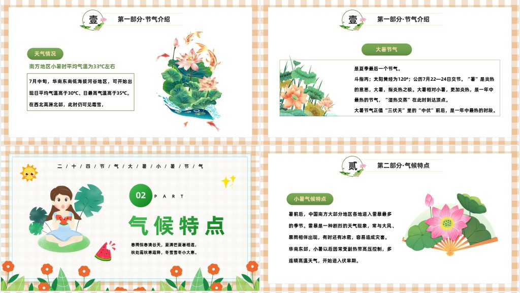 二十四节气小暑大暑介绍PPT模板 二十四节气小暑大暑介绍PPT模板