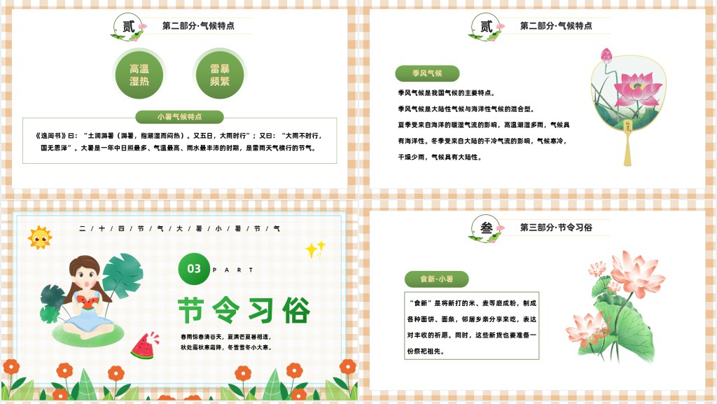 二十四节气小暑大暑介绍PPT模板 二十四节气小暑大暑介绍PPT模板