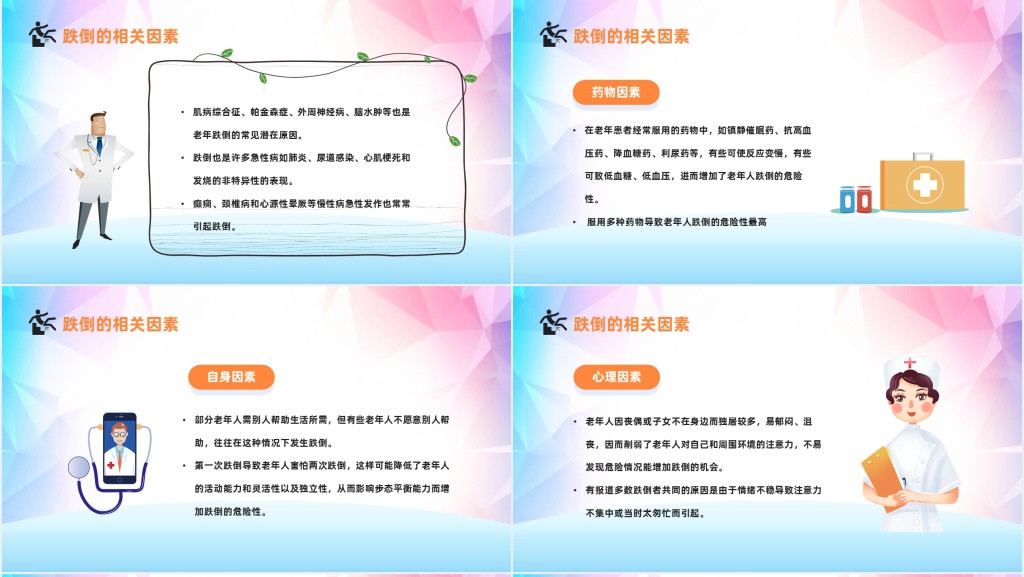 老年人跌倒的预防及应急处理讲座PPT模板 老年人跌倒的预防及应急处理讲座PPT模板