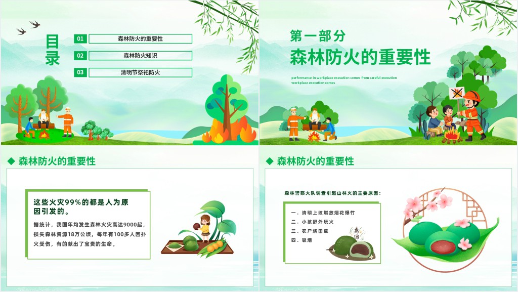 清明节森林防火科普PPT模板 清明节森林防火科普PPT模板