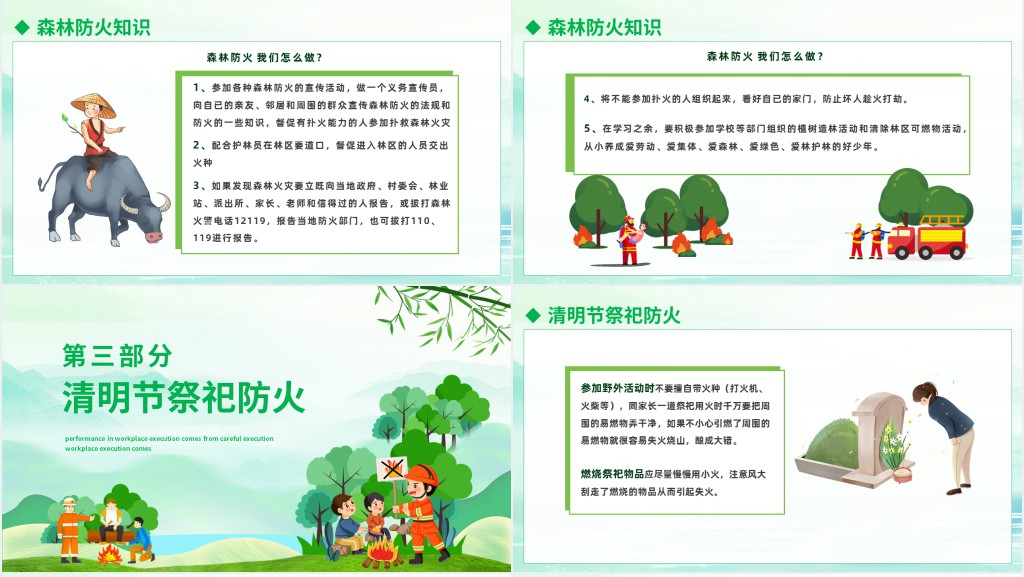 清明节森林防火科普PPT模板 清明节森林防火科普PPT模板