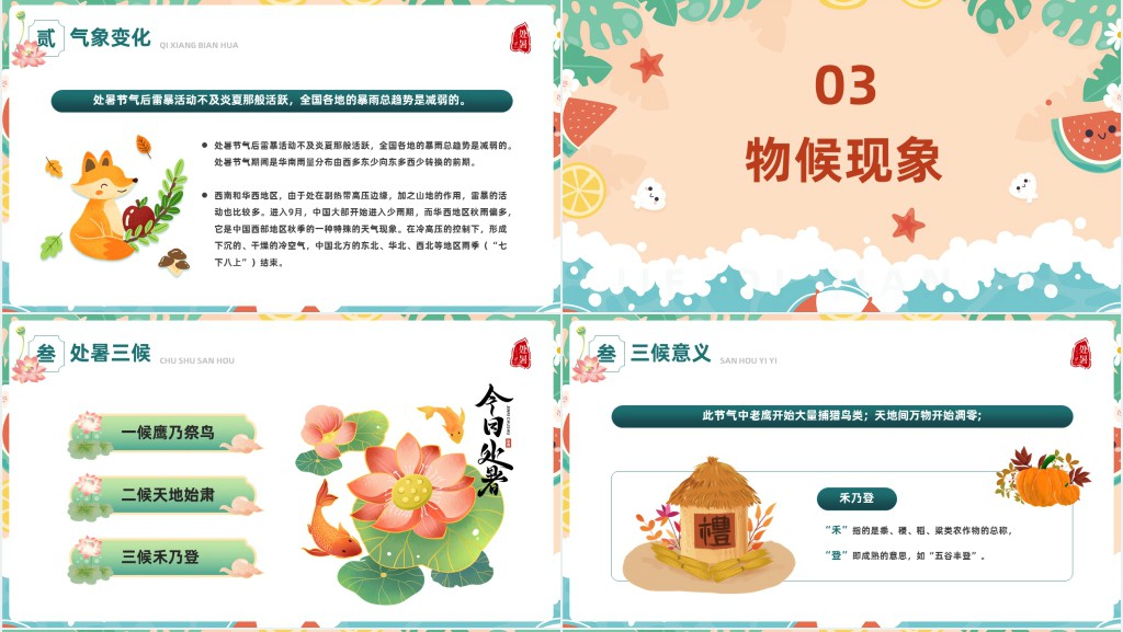 十二节气处暑简介介绍PPT模板 十二节气处暑简介介绍PPT模板