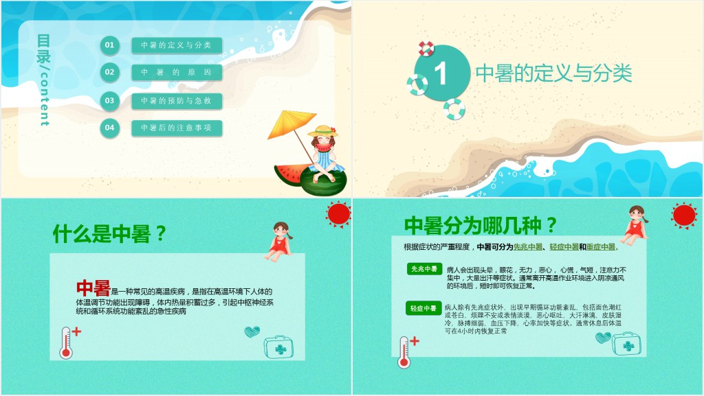 夏季中暑预防与急救PPT模板