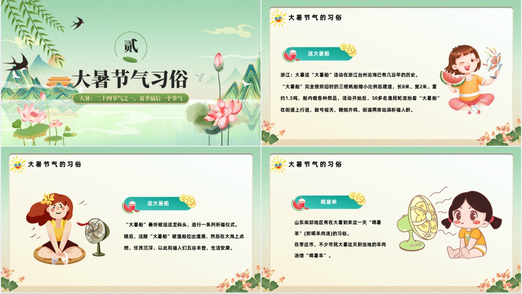 中国二十四节气大暑详细介绍PPT模板 中国二十四节气大暑详细介绍PPT模板